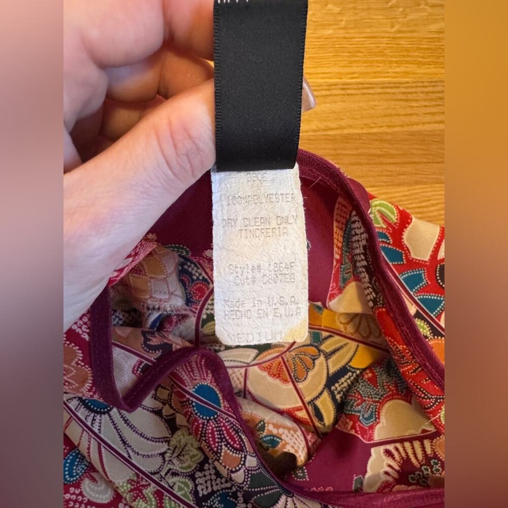 90s-Y2K Vintage Fan Print Slip Midi Skirt Sz M - Picture 3 of 7